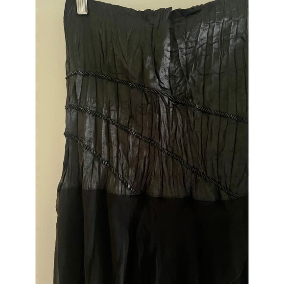 Hazel Anthropologie 100% Silk Midi Skirt w Lace Asymmetrical Hem Split Medium JL - Picture 4 of 9